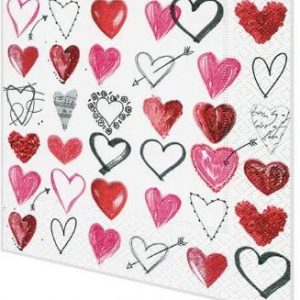 20 Cocktailservietten Cupids Arrow – Liebende Herzen 24x24cm