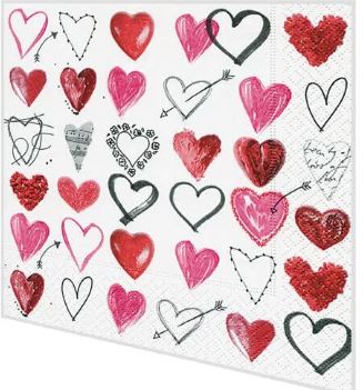 20 Cocktailservietten Cupids Arrow – Liebende Herzen 24x24cm