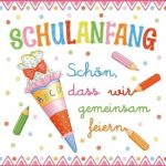 20 3-lagige Papierservietten 33 x 33 cm –"SCHULANFANG" rosa