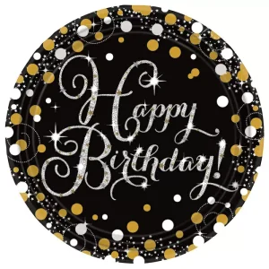 Air filled Mini Shape Happy Birthday Schwarz/Gold Birthday 20cm