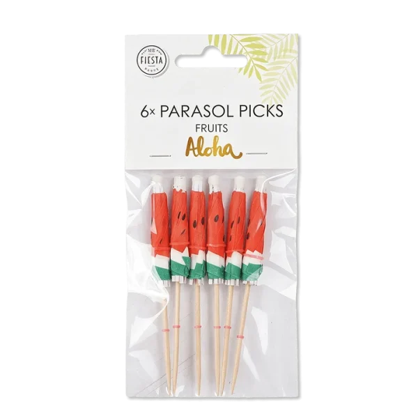 6 Sonnenschirm ( Melone) Picks 8 cm – Aloha