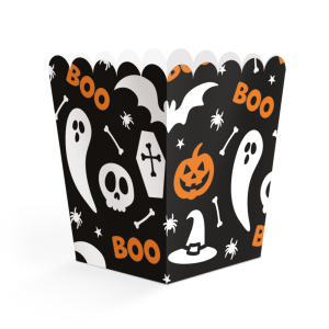 4799 8 Snackboxen aus Papier, 6,3 × 6,3 × 10,5 cm – Halloween Boo