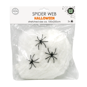 Spinnennetz, glow in the dark , mit 3 Spinnen