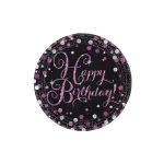 Sparkling Pink Air filled Mini Shape Happy Birthday Schwarz/Pink Birthday 20cm