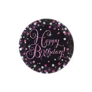 Air filled Mini Shape Happy Birthday Schwarz/Pink Birthday 20cm