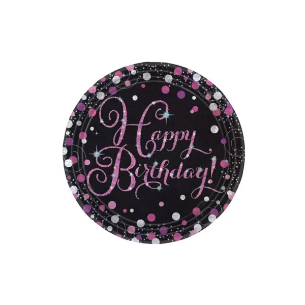 Air filled Mini Shape Happy Birthday Schwarz/Pink Birthday 20cm