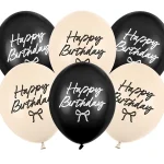 Ballons Happy Birthday Schleifen, 30 cm, Mix