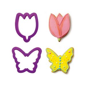 Decora Ausstecher aus Kunstoff Schmetterling und Tulpe 2-TLG