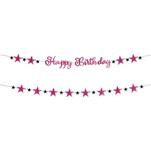 Partykette Starlight Birthday pink Papier 213 x 16,2 cm