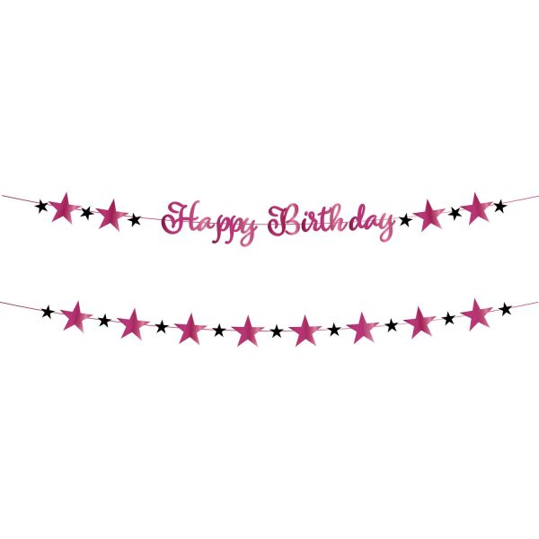 Partykette Starlight Birthday pink Papier 213 x 16,2 cm