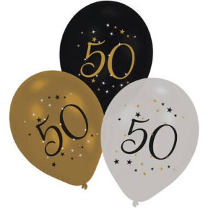 6 Latexballons 50 Starlight Birthday 27,5 cm / 11"