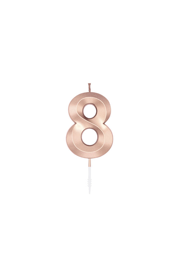 Tortenkerze 6cm metallic Roségold Nr. 8