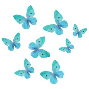 20000_04-0-0588_image Wilton Edible Wafer Decorations Butterflies Ombre Blue set/8