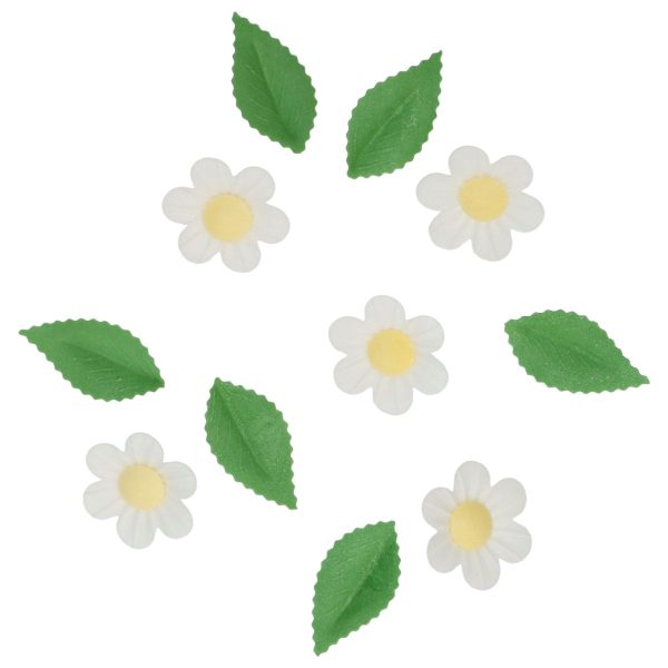 Wilton Edible Wafer Decorations Flowers & Leaves White set/11