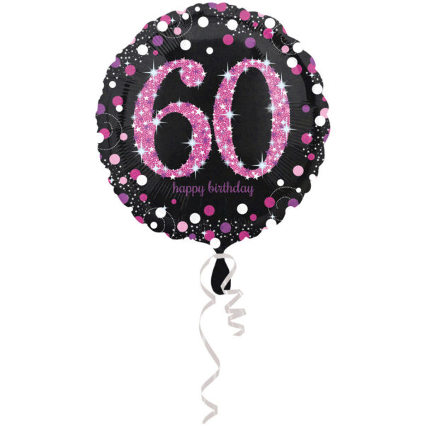 Folienballon "Sparkling Birthday 60" Pink , 43 cm