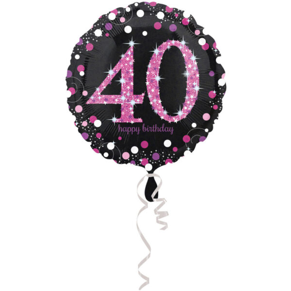 21 Folienballon "Sparkling Birthday 40" Pink , 43 cm