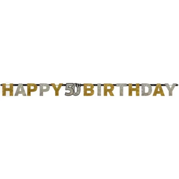 Girlande Happy 50 Birthday Sparkling 2,13m