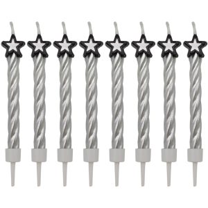 4009775021650 8 Spiralkerzen mit Stern silber Höhe 6,3 cm