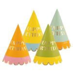 4 Partyhüte Happy Birthday bunt