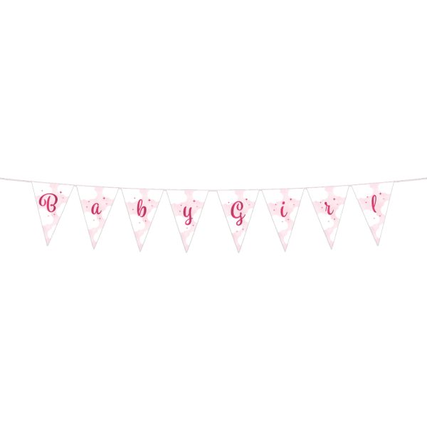 Mini-Wimpelkette aus Papier, 2 m – Baby Girl
