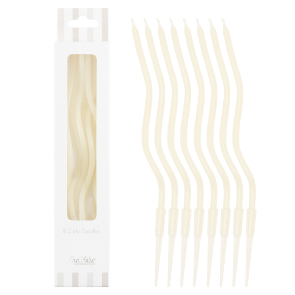 8 Curly Kerzen beige
