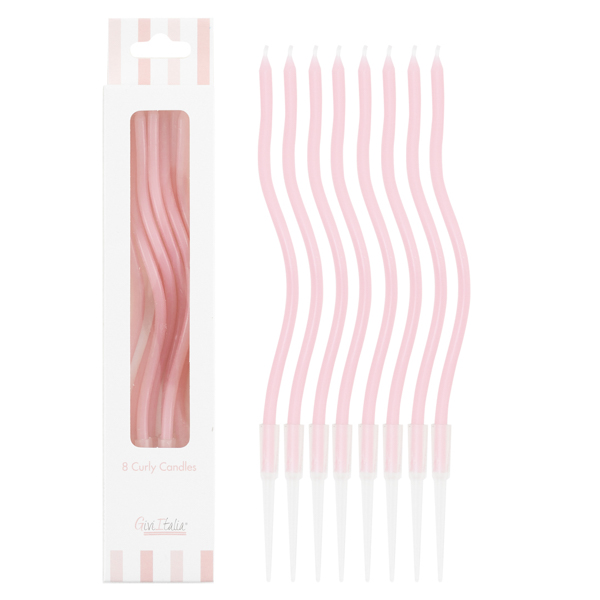 8 Curly Kerzen rosa