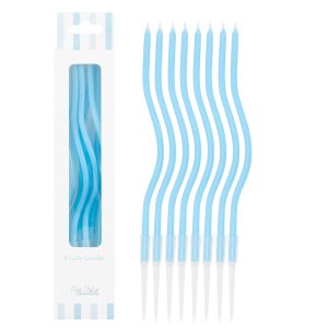 8 Curly Kerzen hellblau