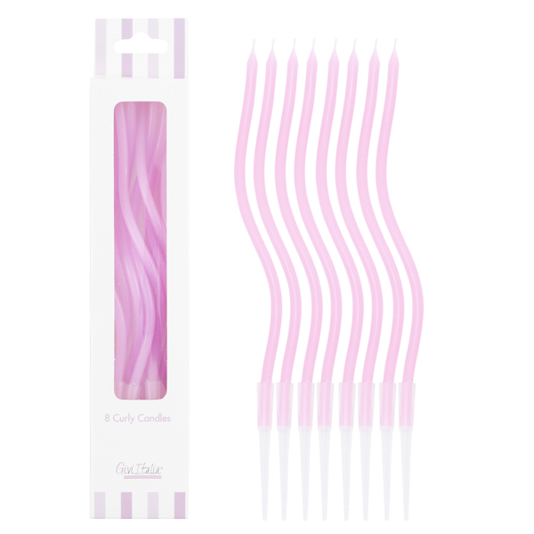 8 Curly Kerzen flieder
