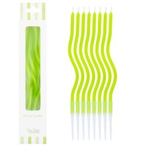 8 Curly Kerzen lime-grün