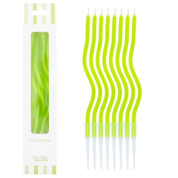 53155 8 Curly Kerzen lime-grün