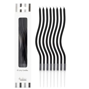 8 Curly Kerzen schwarz