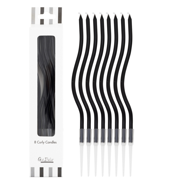 8 Curly Kerzen schwarz
