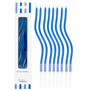 8 Curly Kerzen blau