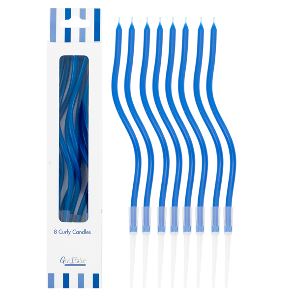 8 Curly Kerzen blau