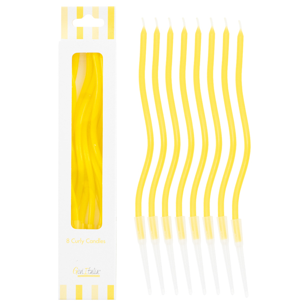 53159 8 Curly Kerzen gelb