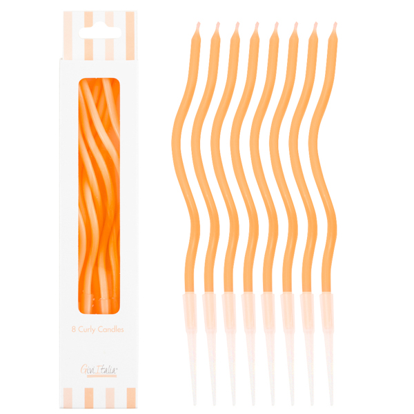53161 8 Curly Kerzen orange
