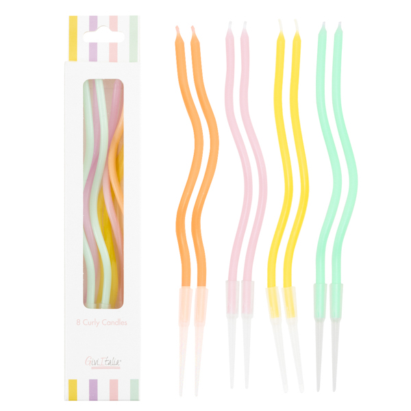 8 Curly Kerzen bunt