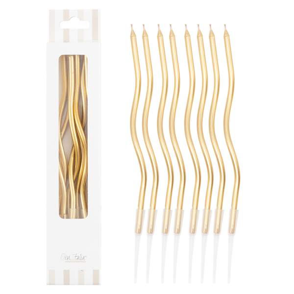 8 Curly Kerzen gold