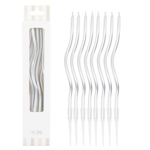 53165 8 Curly Kerzen silber