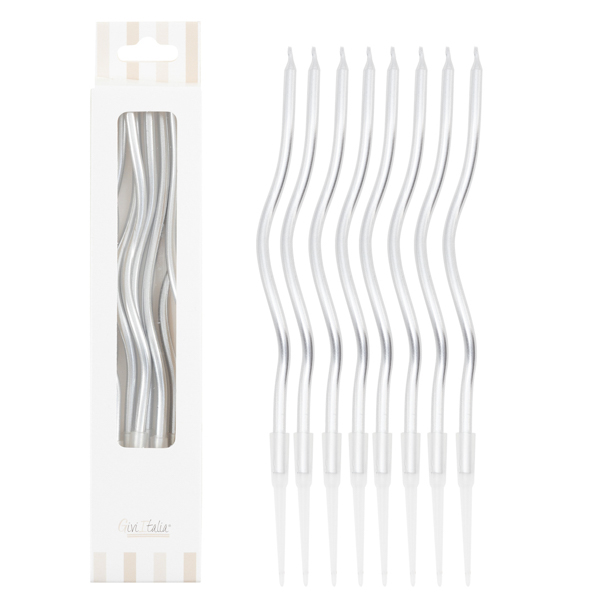 53165 8 Curly Kerzen silber