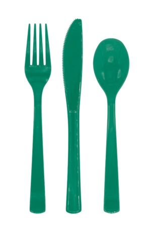 Besteck Grün , wiederverwendbar, 18-teilig