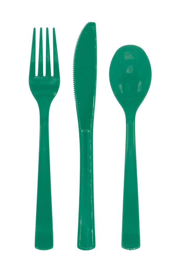 Besteck Grün , wiederverwendbar, 18-teilig