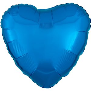 Standard Silk Lustre Metallic Blau Folienballon Herz,43 cm
