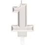Zahlenkerze 1 Sparkling Celebrations Silber 8cm
