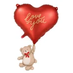 big_FB474_01_S Folienballon Herz mit Teddybär, 49x73 cm, rot