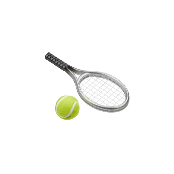 Hobby Fun Tennisschläger mit Ball, Polyresin, 3,5 x 9 cm